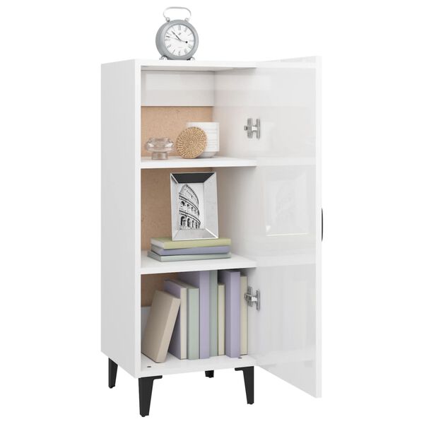 vidaXL Buffet Blanc brillant 34,5x34x90 cm Bois d'ing&eacute;nierie