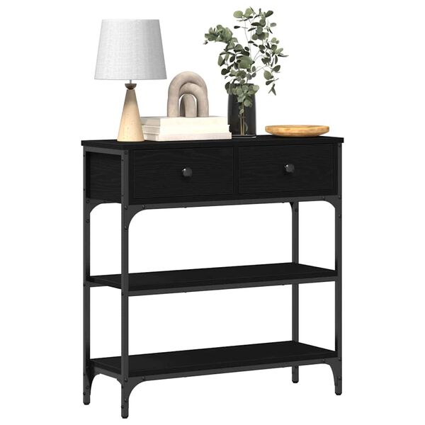vidaXL Table console Chêne noir 72,5 x 25 x 75 cm Bois d'ingénierie