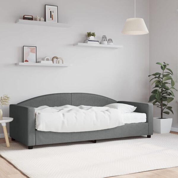 vidaXL Lit de jour avec matelas gris fonc&eacute; 90x190 cm tissu