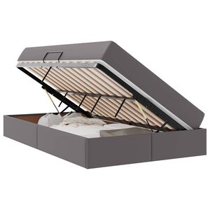 vidaXL Lit avec rangement et matelas avec matelas 2 pcs Gris Cuir