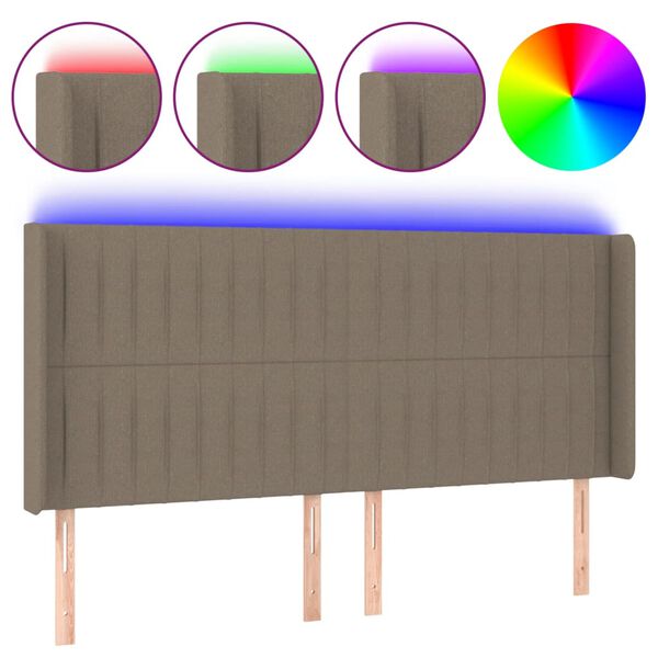 vidaXL T&ecirc;te de lit &agrave; LED Taupe 183x16x118/128 cm Tissu