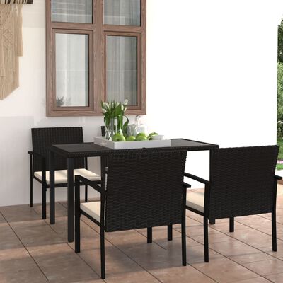 vidaXL Ensemble à manger de jardin 5 pcs Résine tressée Noir