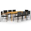 vidaXL Ensemble &agrave; manger de jardin 9 pcs Noir