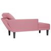 vidaXL Fauteuil long avec coussin et accoudoir droit rose velours