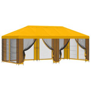 vidaXL Gazebo avec murs lat&eacute;raux 6 x 3 m Jaune Polyester et Acier 190
