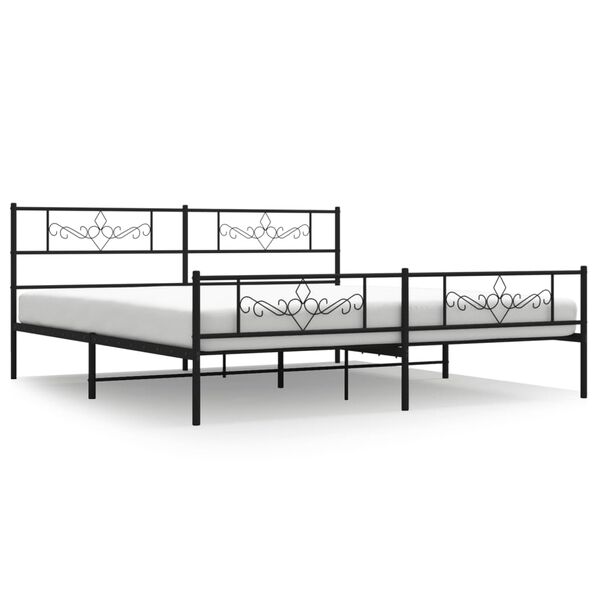 vidaXL Cadre de lit métal sans matelas avec pied de lit noir 180x200cm