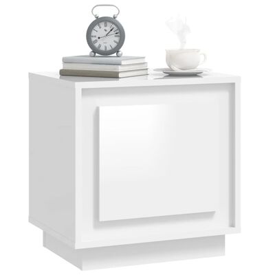 vidaXL Tables de chevet 2pcs blanc brillant 44x35x45cm bois ingénierie