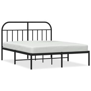vidaXL Cadre de lit m&eacute;tal sans matelas avec t&ecirc;te de lit noir 150x200cm