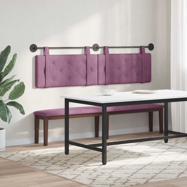 vidaXL T&ecirc;te de lit suspendue Pourpre 170 x 55 x 5 cm Velours