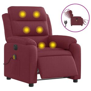vidaXL Fauteuil de massage inclinable &eacute;lectrique Rouge bordeaux Tissu