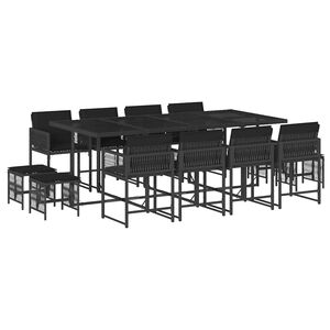 vidaXL Ensemble &agrave; manger de jardin 13 pcs coussins noir r&eacute;sine tress&eacute;e