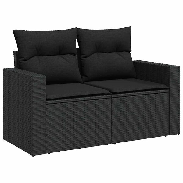 vidaXL Salon de jardin 6 pcs avec coussins noir r&eacute;sine tress&eacute;e