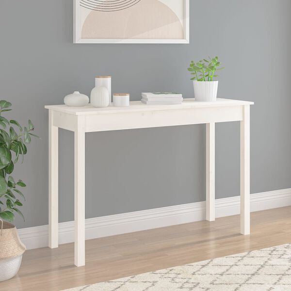 vidaXL Table console Blanc 110x40x75 cm Bois massif de pin