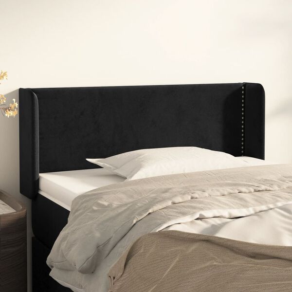 vidaXL T&ecirc;te de lit avec oreilles Noir 93x16x78/88 cm Velours