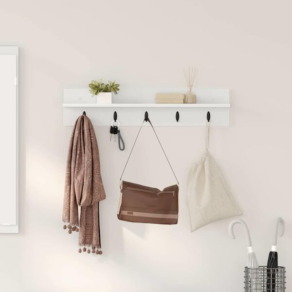 vidaXL Porte-manteau mural Blanc 80 x 10,5 x 18 cm Bois d'ing&eacute;nierie
