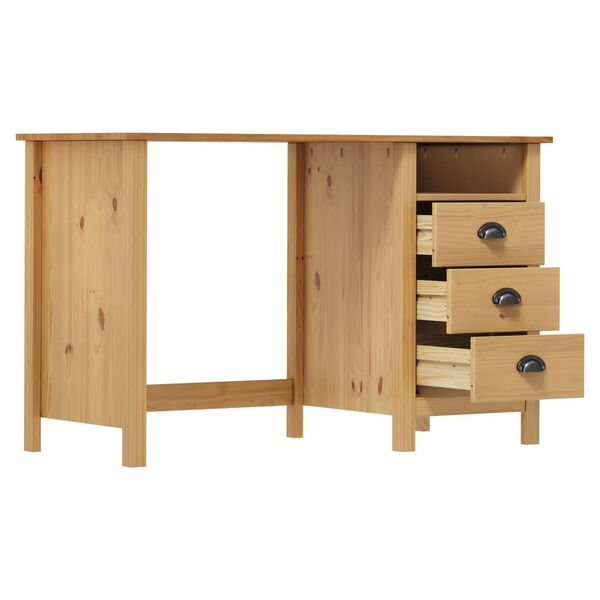 vidaXL Bureau Hill avec 3 tiroirs 120x50x74 cm Pin solide