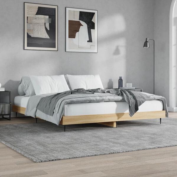 vidaXL Cadre de lit sans matelas ch&ecirc;ne sonoma 120x200 cm