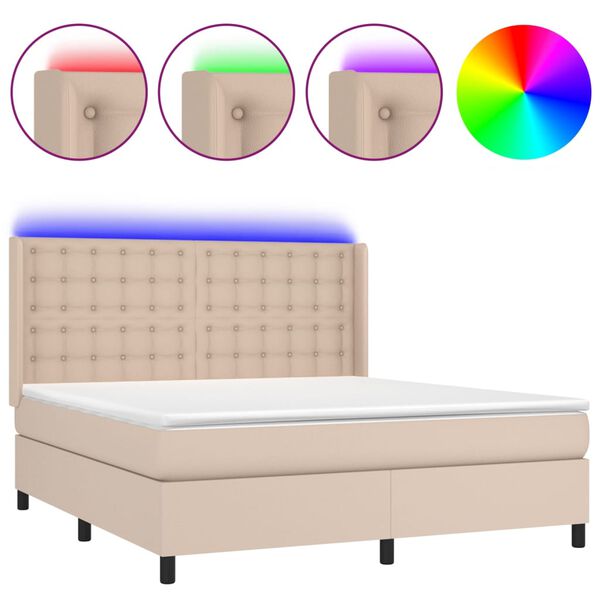 vidaXL Sommier &agrave; lattes de lit matelas LED Cappuccino 160x200 cm