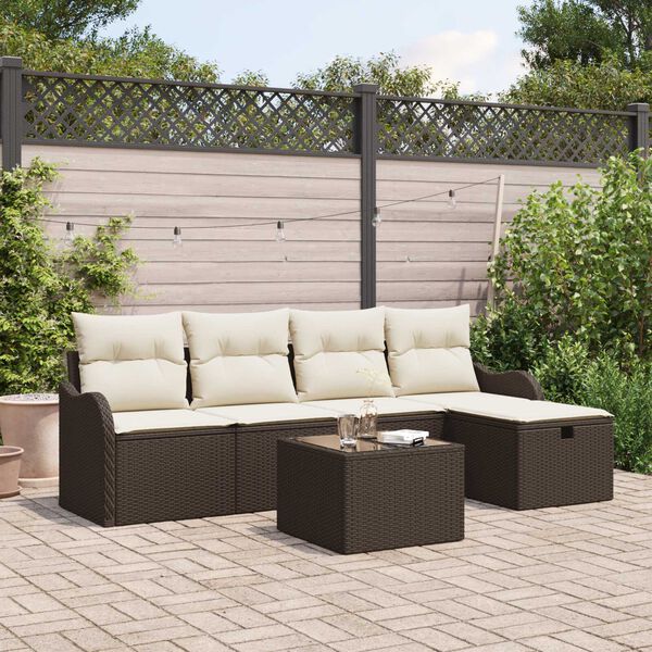 vidaXL Ensemble de canap&eacute; de jardin 6 pcs Marron Poly rotin