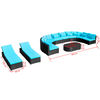 vidaXL Salon de jardin 13 pcs avec coussins R&eacute;sine tress&eacute;e Bleu