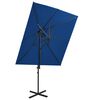 vidaXL Parasol de jardin en porte-&agrave;-faux &agrave; double toit bleu azur&eacute;