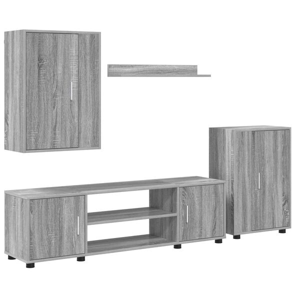 vidaXL Ensemble meuble TV 4 pcs Gris Sonoma Bois d'ing&eacute;nierie