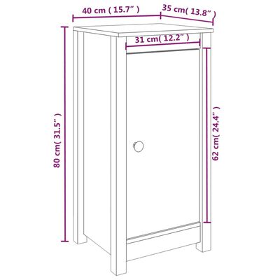 vidaXL Buffet noir 40x35x80 cm bois massif de pin