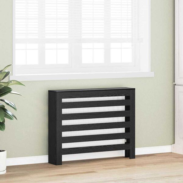 vidaXL Cache-Radiateur Ch&ecirc;ne noir 104 x 20 x 82 cm Bois d'ing&eacute;nierie