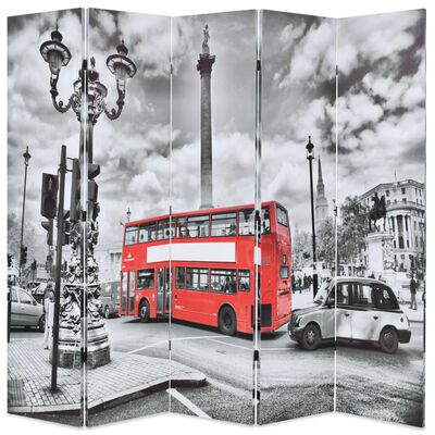 vidaXL Cloison de séparation 200 x 170 cm Bus londonien Noir et blanc