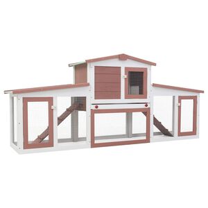 vidaXL Clapier large d'ext&eacute;rieur Marron et blanc 201x45x85 cm Bois