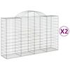 vidaXL Paniers &agrave; gabions arqu&eacute;s 2 pcs 200x50x120/140 cm Fer galvanis&eacute;