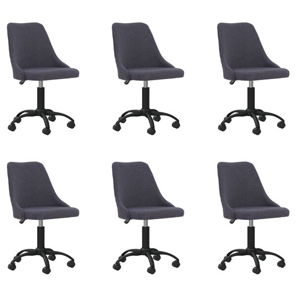 vidaXL Chaises pivotantes &agrave; manger lot de 6 gris fonc&eacute; tissu