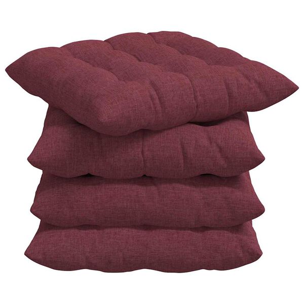 vidaXL Coussins de si&egrave;ge 4 pcs Bordeaux 40 x 40 x 6 cm tissu