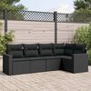 vidaXL Salon de jardin 5 pcs avec coussins noir r&eacute;sine tress&eacute;e