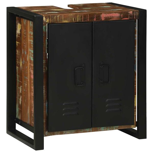 vidaXL Cabinet pour lavabo Marron Bois massif de récupération