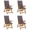 vidaXL Chaises de jardin inclinables 4 pc Naturel Bois d'Acacia Massif