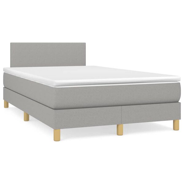 vidaXL Sommier &agrave; lattes de lit matelas LED gris clair 120x190 cm tissu