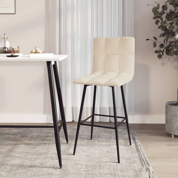 vidaXL Tabouret de bar Cr&egrave;me Velours
