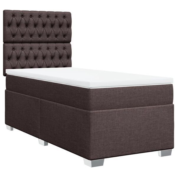 vidaXL Sommier &agrave; lattes de lit avec matelas Marron fonc&eacute; 90x200 cm