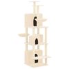 vidaXL Arbre &agrave; chat avec griffoirs en sisal Cr&egrave;me 180 cm
