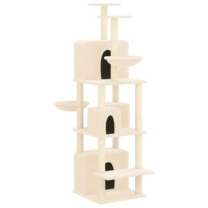 vidaXL Arbre &agrave; chat avec griffoirs en sisal Cr&egrave;me 180 cm