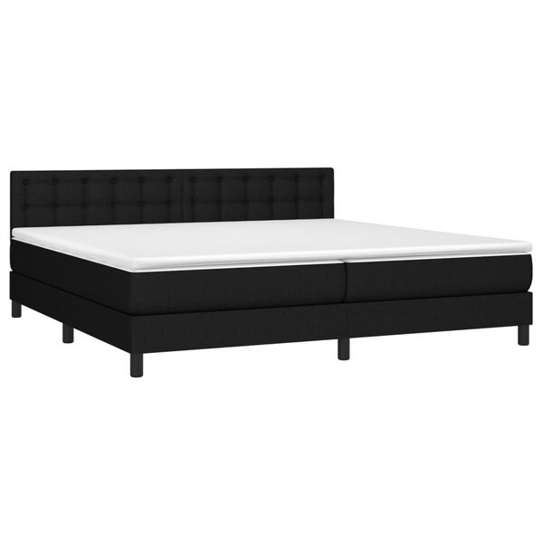 vidaXL Sommier &agrave; lattes de lit et matelas et LED Noir 200x200 cm Tissu