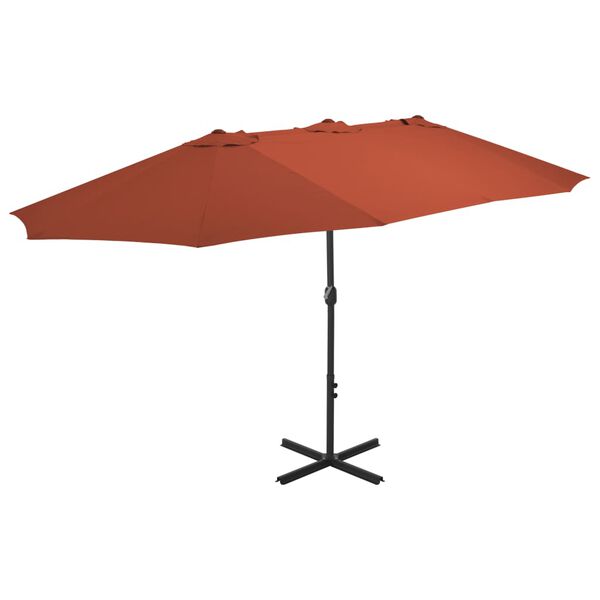 vidaXL Parasol d'ext&eacute;rieur avec poteau en aluminium terre cuite
