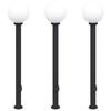 vidaXL Bornes lumineuses avec sortie lot de 3 120 cm noir IP44