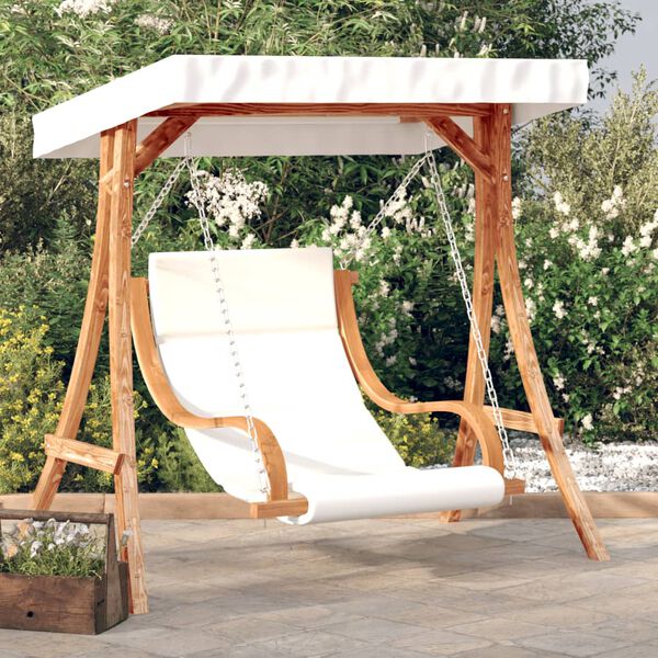 vidaXL Chaise balan&ccedil;oire avec coussin et auvent bois massif d'&eacute;pic&eacute;a