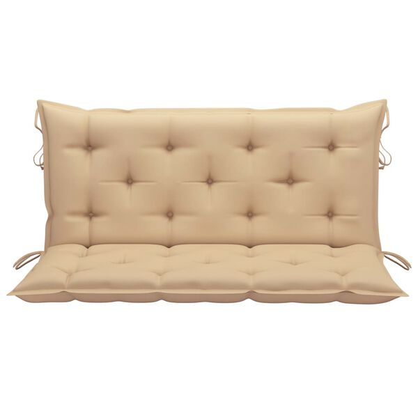 vidaXL Balancelle avec coussin beige 120 cm Bois de teck solide