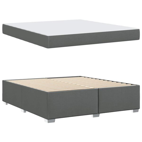 vidaXL Cadre de lit avec matelas Gris fonc&eacute; 180 x 200 cm tissu