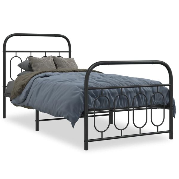 vidaXL Cadre de lit métal sans matelas avec pied de lit noir 90x200 cm