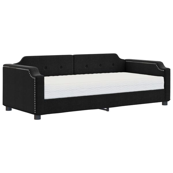 vidaXL Lit de jour avec matelas noir 90x190 cm tissu