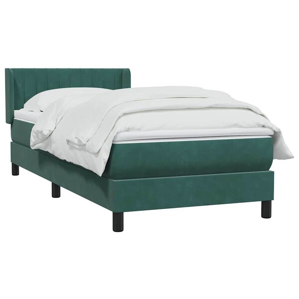 vidaXL Sommier &agrave; lattes de lit et matelas vert fonc&eacute; 100x210cm velours